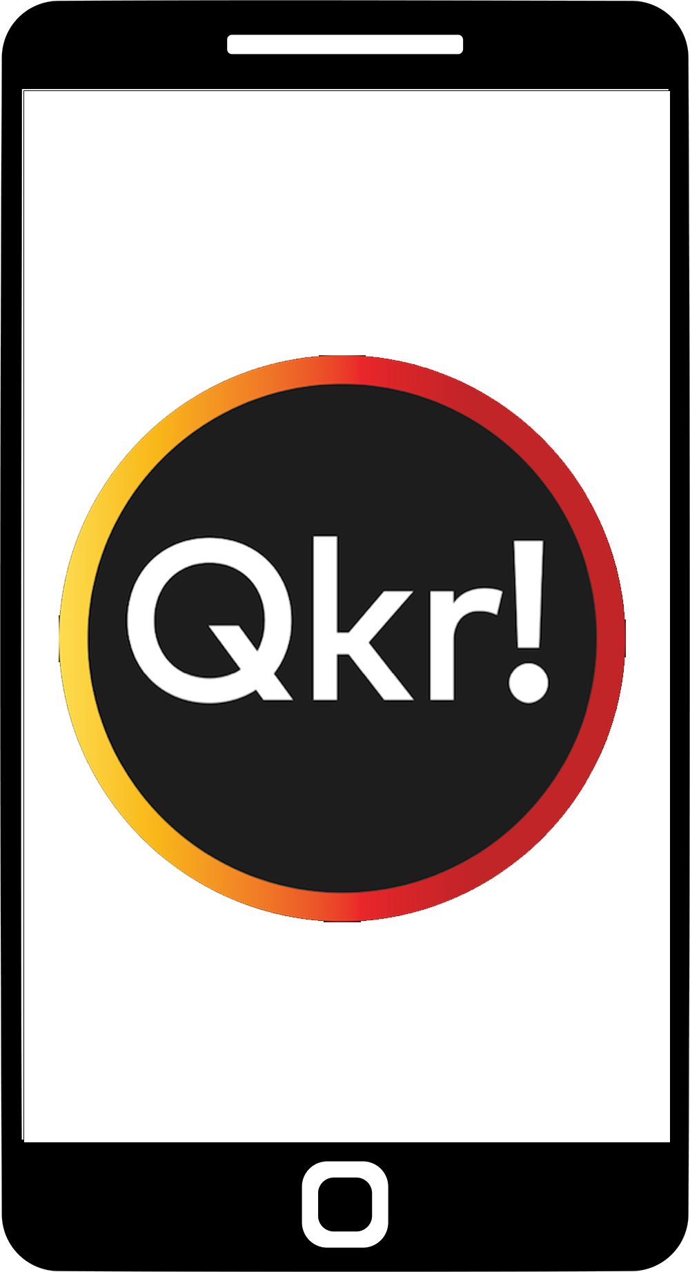 QKR logo on mobile screen.